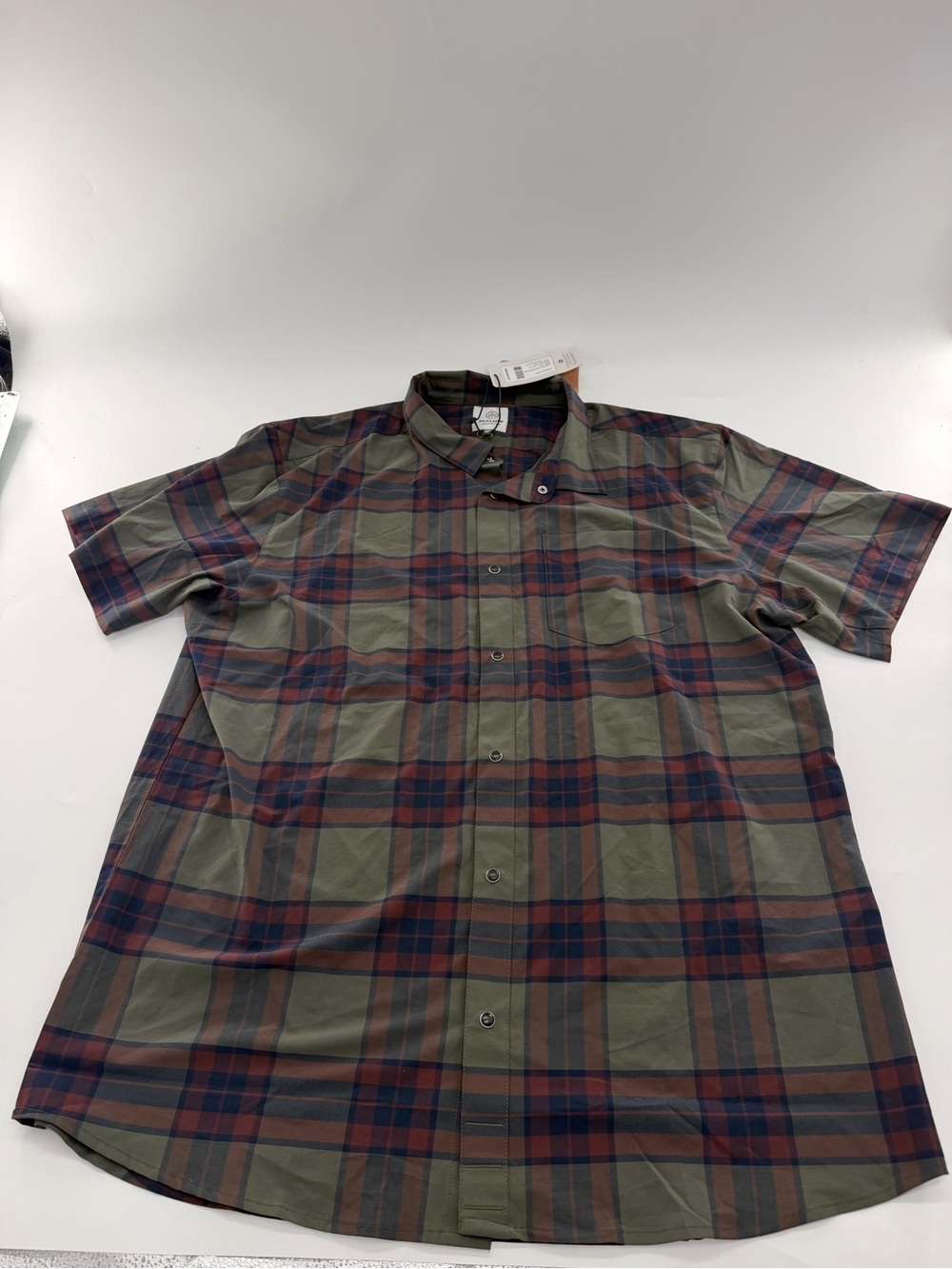 Flylow Gear Green Red Anderson Shirt Plaid Short Sleeve Jasper Night XXL NEW